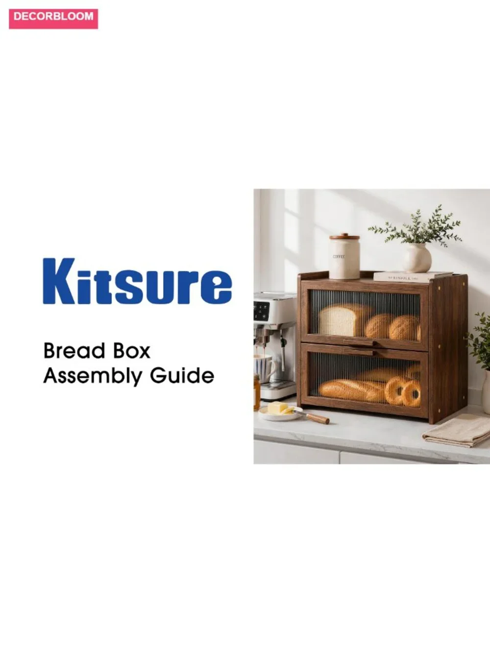 Wooden 2-Tier Bread Box for Kitchen, Large Storage, Pine, Farmhouse Style